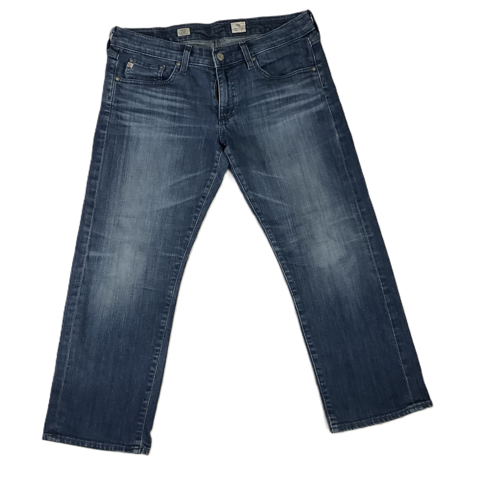 AG Adriano Goldschmied Blue Faded 5 Pocket Straight Leg Crop Jeans USA 30 Tomboy